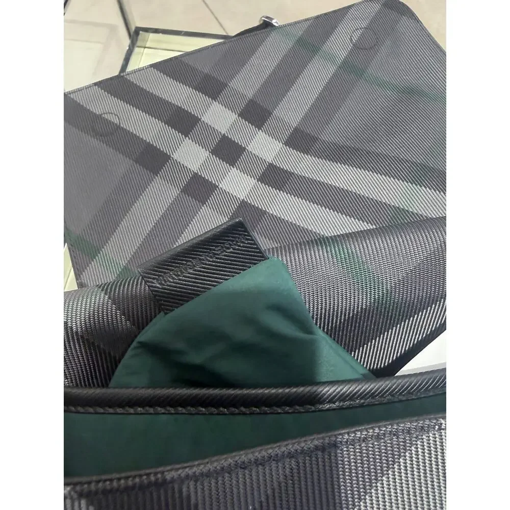 Black Men's Plaid Crossbody Messenger Bag